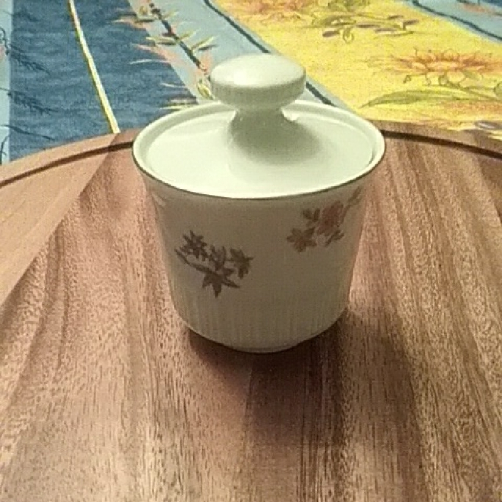 Vintage Floral Ceramic Sugar Bowl with Lid- GDR